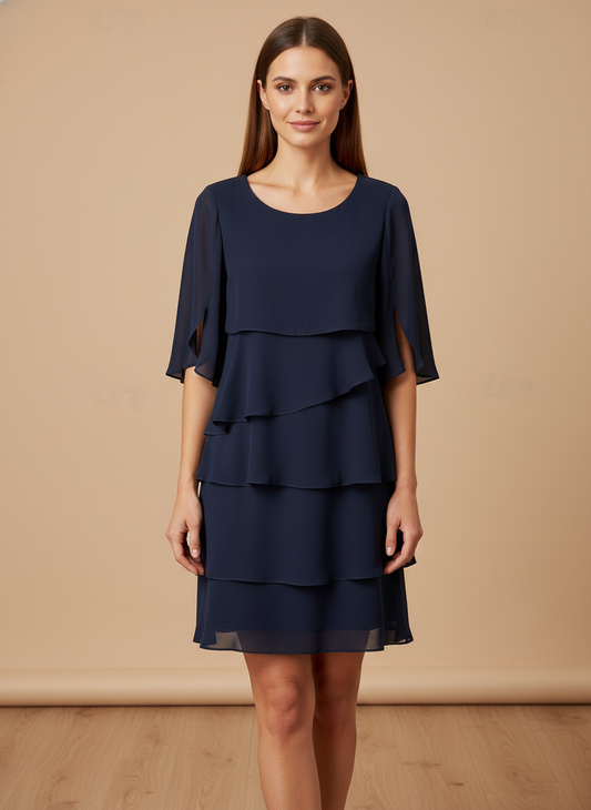 Vestito Corto a Balze Elegante